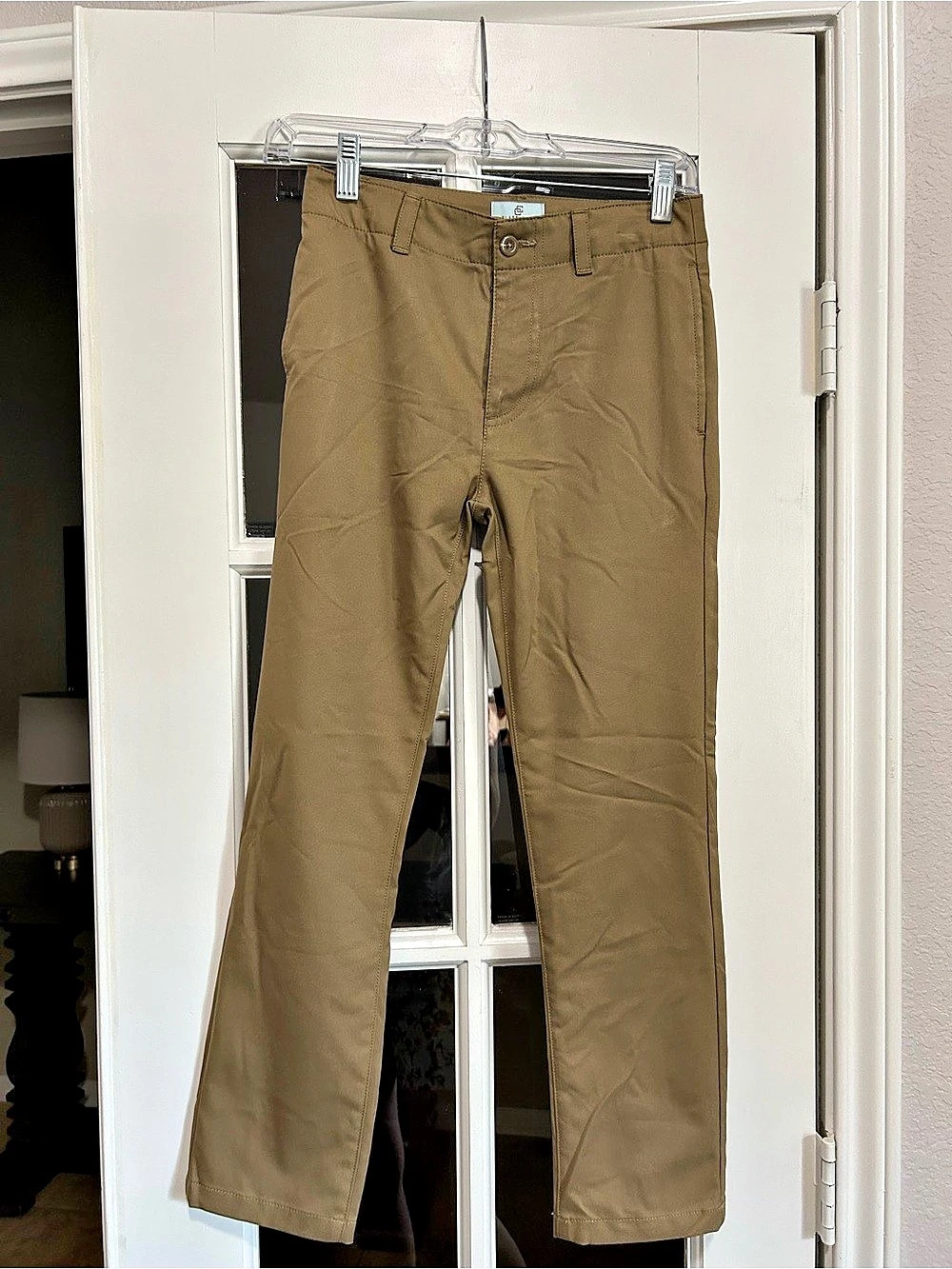 Class Club Dillards Modern Fit Straight Leg Polyester Pants in Khaki